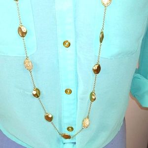 Chico's long goldtone with nuggets and rhinestones on chain